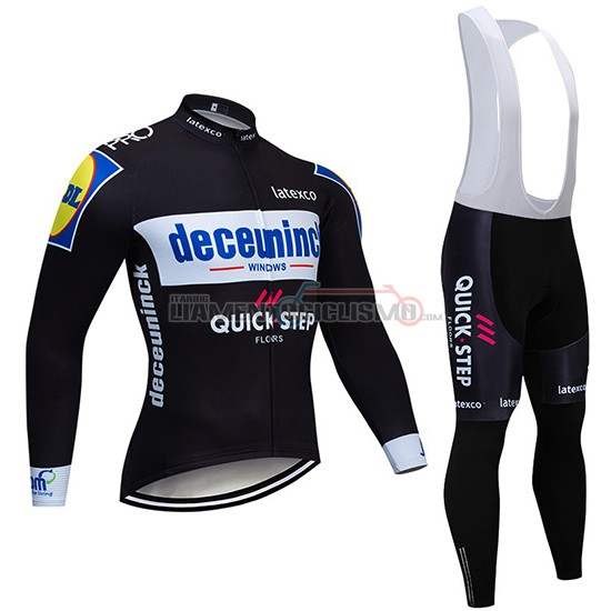 Abbigliamento Ciclismo Deceuninck Quick Step Manica Lunga 2019 Nero Bianco